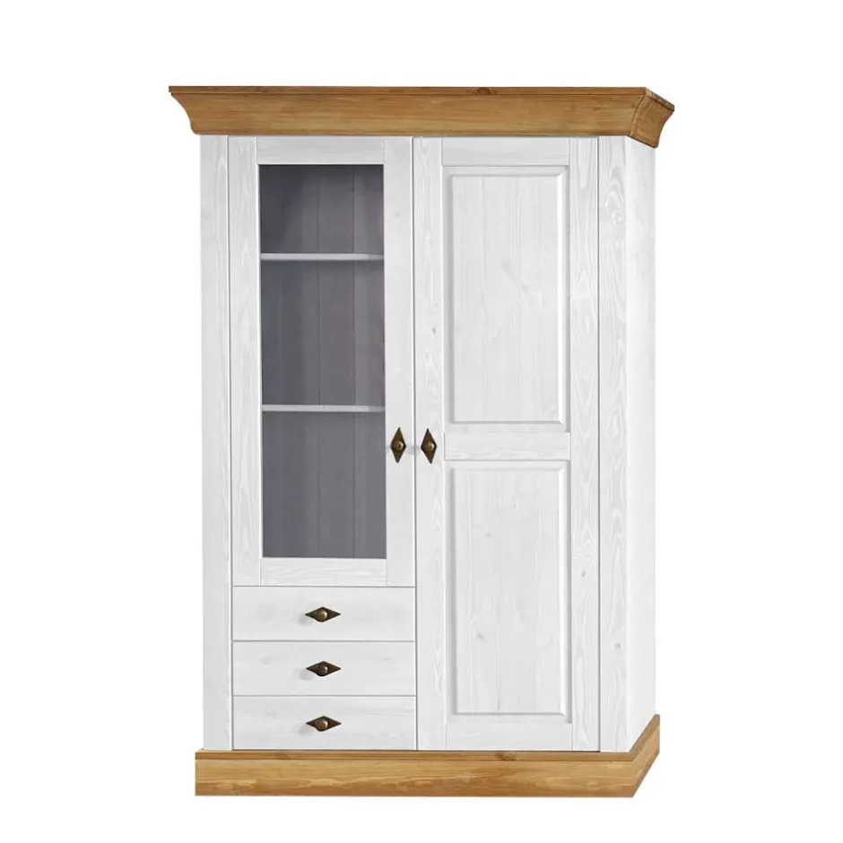 Wohnen TV Anbauwand Sibiuta in Weiß Kiefer teilmassiv (dreiteilig)