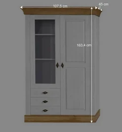 Wohnen TV Anbauwand Sibiuta in Weiß Kiefer teilmassiv (dreiteilig)