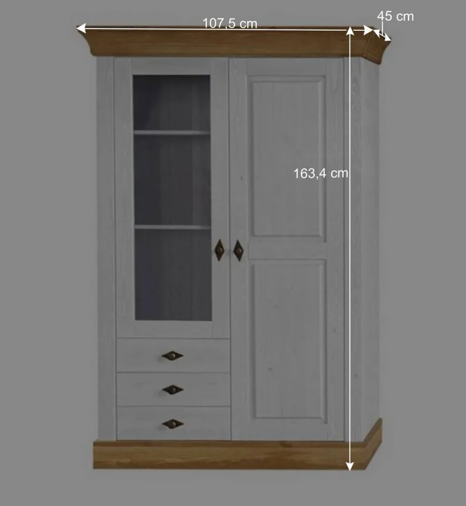 Wohnen TV Anbauwand Sibiuta in Weiß Kiefer teilmassiv (dreiteilig)