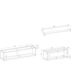 Wohnen TV Board & Regal & Sekretär hängend - Nonessia (dreiteilig)