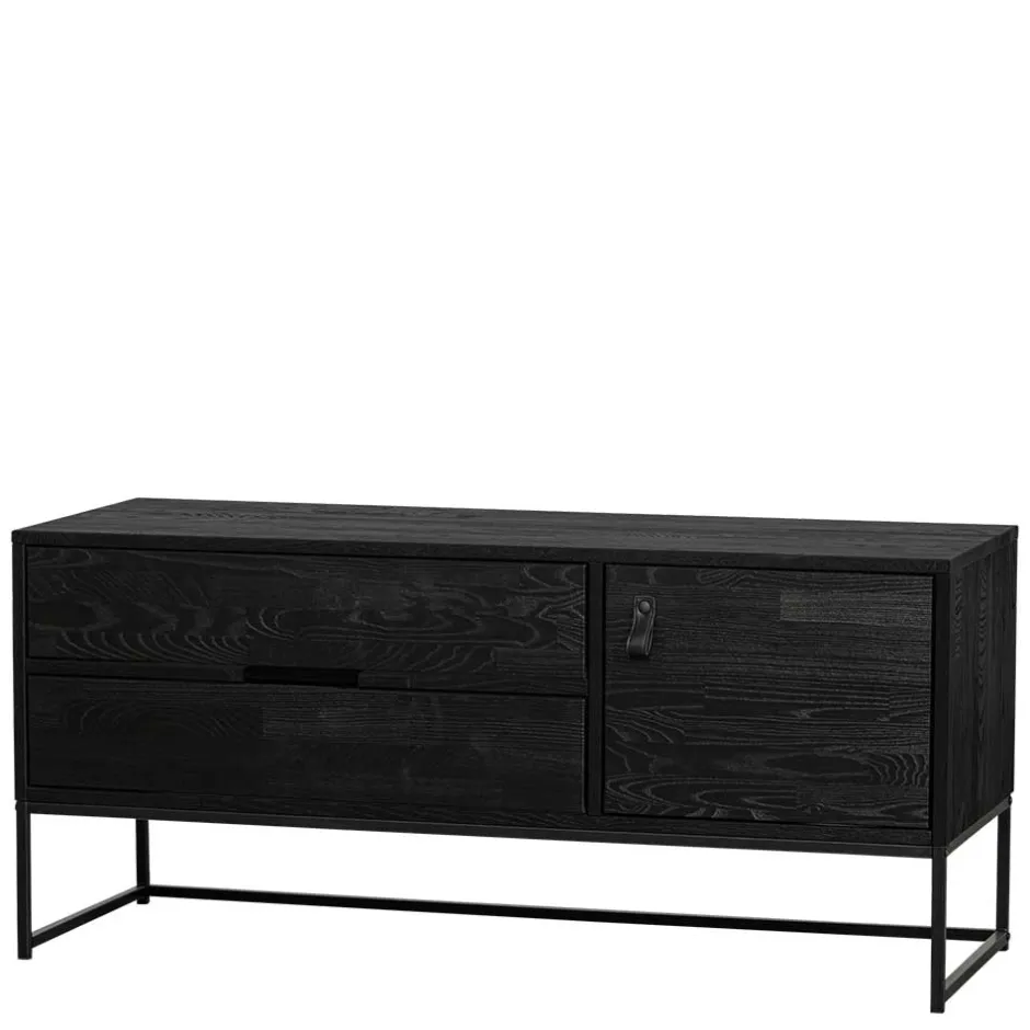 TV Board - teilmassiv in Schwarz - Almery^Wohnen Sale