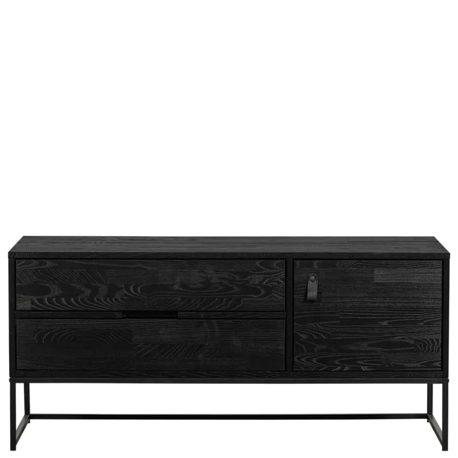 TV Board - teilmassiv in Schwarz - Almery^Wohnen Sale