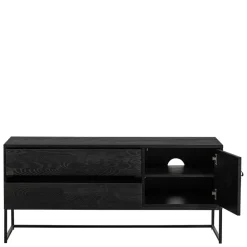 TV Board - teilmassiv in Schwarz - Almery^Wohnen Sale