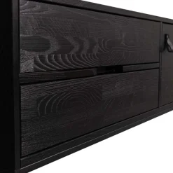 TV Board - teilmassiv in Schwarz - Almery^Wohnen Sale