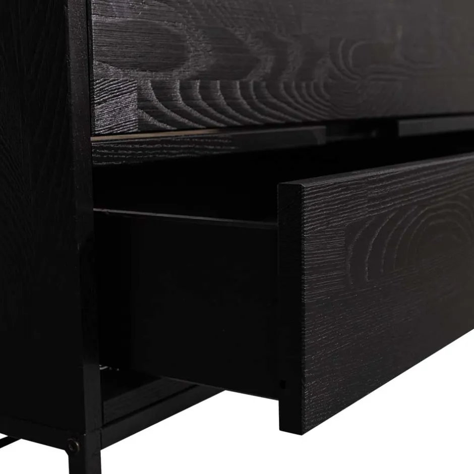 TV Board - teilmassiv in Schwarz - Almery^Wohnen Sale