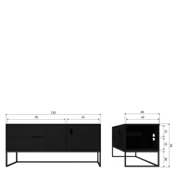 TV Board - teilmassiv in Schwarz - Almery^Wohnen Sale
