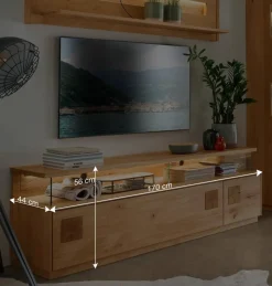 Wohnen TV Board & Wandboard & Vitrine Set - Millena (dreiteilig)