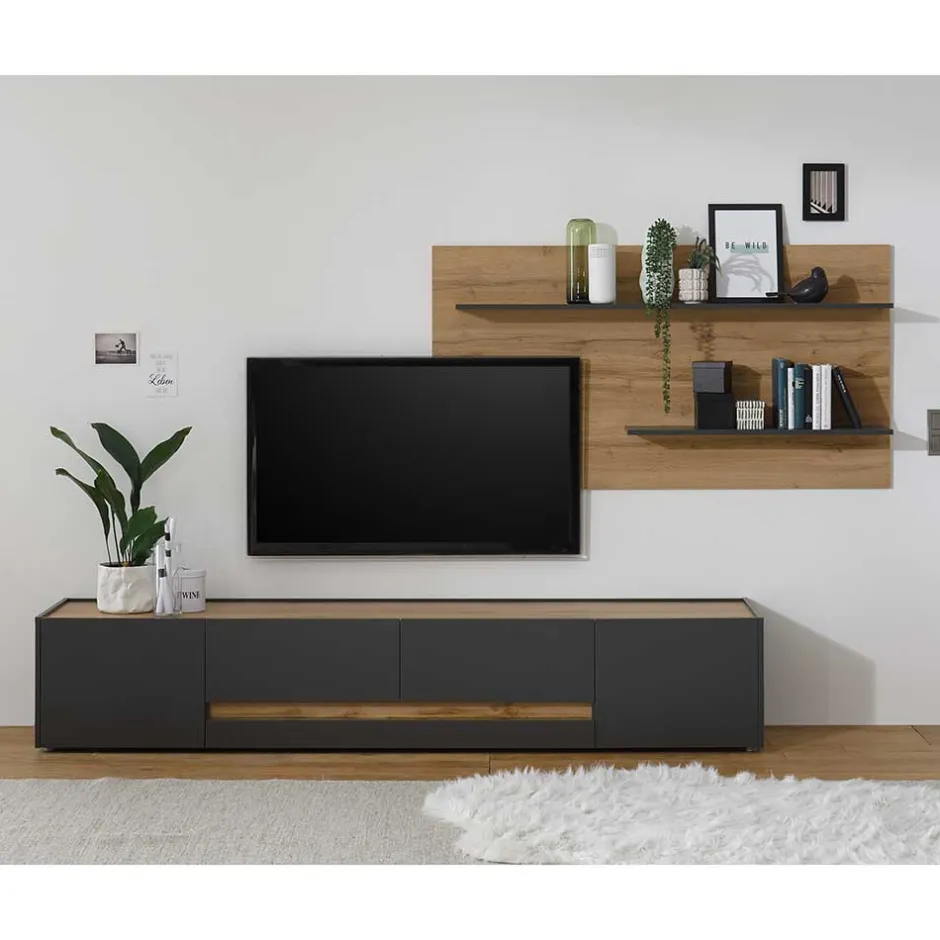 Wohnen TV Board & Wandpaneel Set - Ahilav (zweiteilig)