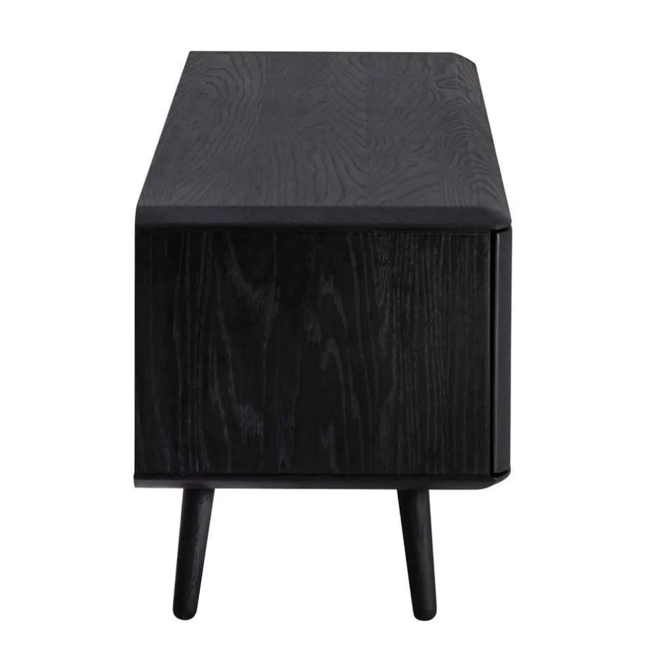 Wohnen TV Board aus Eiche geschliffen & Schwarz geölt - Asnes