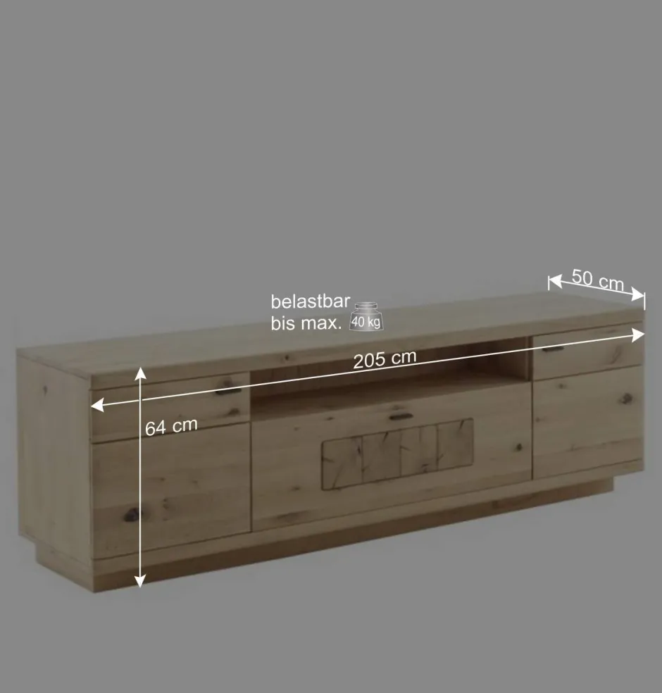 Wohnen TV Board aus hellem Asteiche Massivholz - Losiamos
