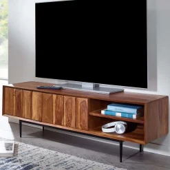 TV Board aus Sheesham Massivholz & Metall - Elmin^Wohnen Outlet