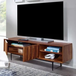 TV Board aus Sheesham Massivholz & Metall - Elmin^Wohnen Outlet