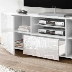 Wohnen TV Board in Hochglänzend Weiß lackiert - Vascaub I