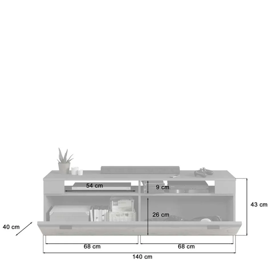 Wohnen TV Board in Wildeiche NB & Grau - Scarlett