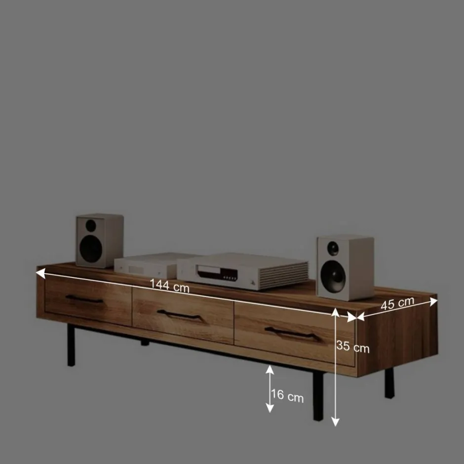 TV Board mit drei Schubladen aus Wildeiche - Kerfa^Wohnen Hot