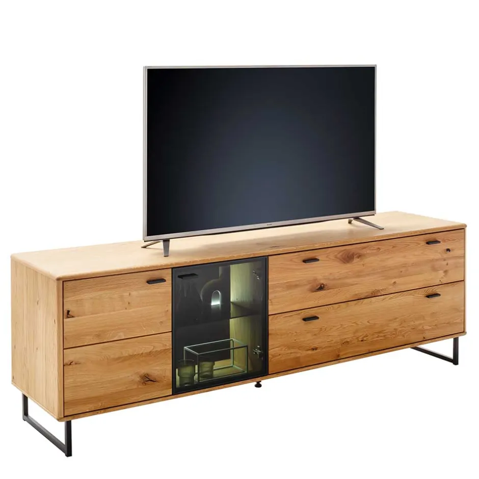 Wohnen TV Board mit Glastür & Tür & zwei Schubladen - Flacona
