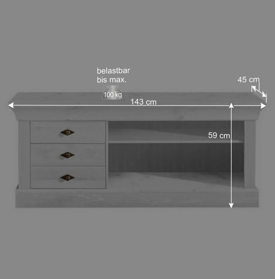 Wohnen TV Board Satumare aus Kiefer teilmassiv