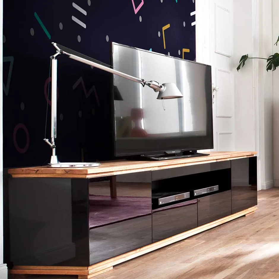 TV Hochglanz Lowboard in Schwarz - Ercurs^Wohnen Discount