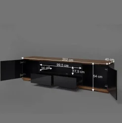 TV Hochglanz Lowboard in Schwarz - Ercurs^Wohnen Discount