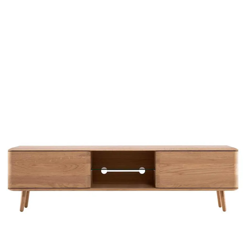 Wohnen TV Kommode in Eiche Bianco massiv - Bakaras