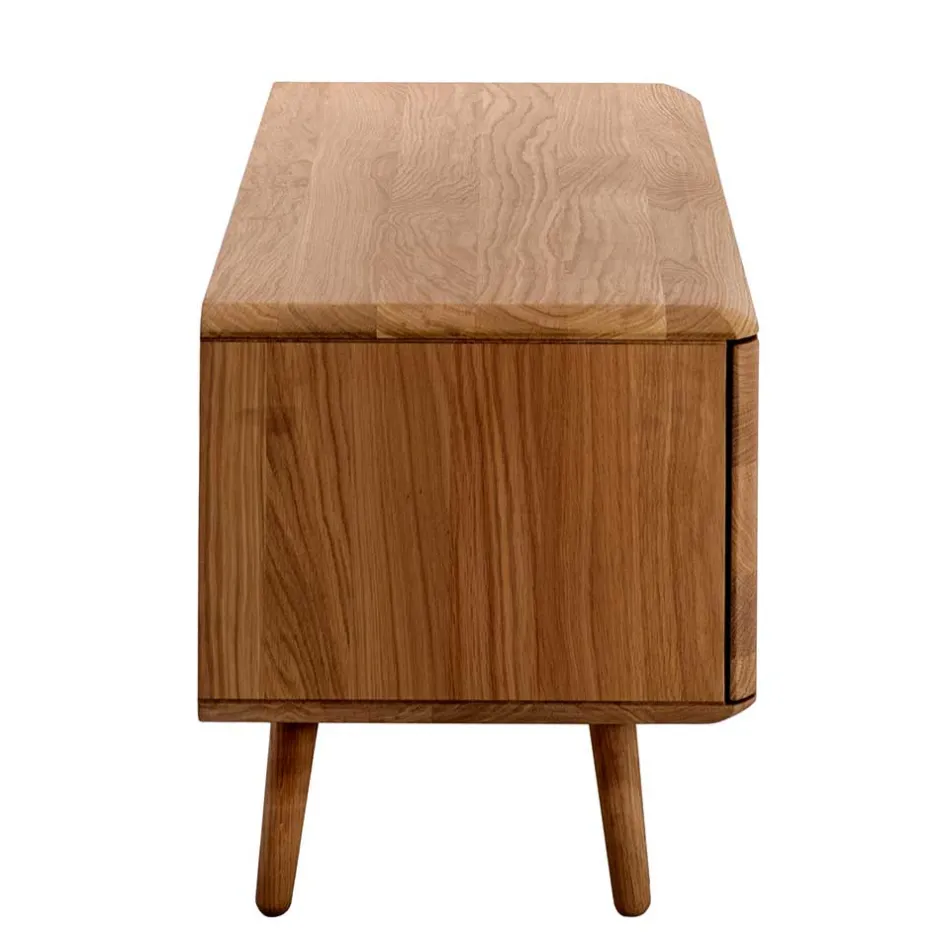 Wohnen TV Kommode in Eiche Bianco massiv - Bakaras