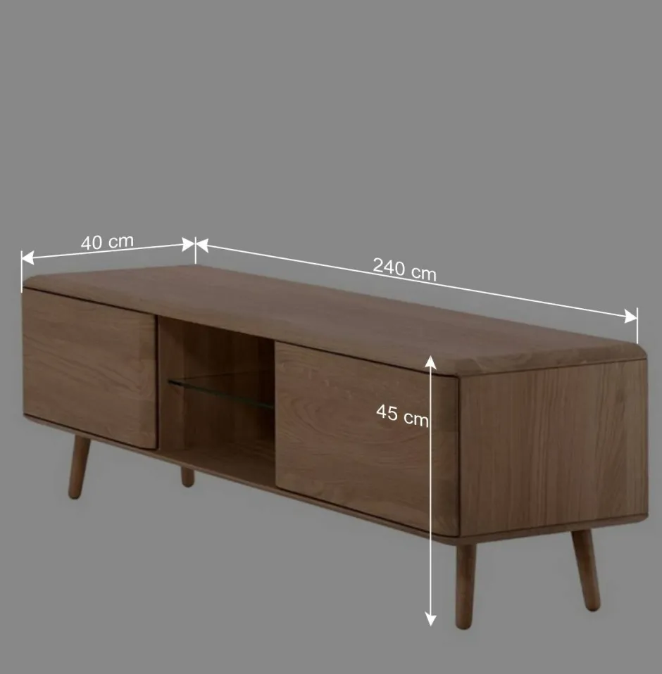 Wohnen TV Kommode in Eiche Bianco massiv - Bakaras