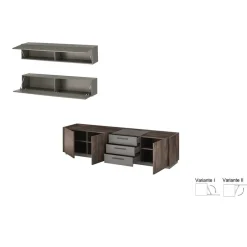 Wohnen TV Kommode und Hängeschränke Set - Mundo (dreiteilig)