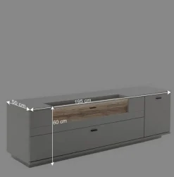 Wohnen TV Lowboard & Vitrine & Wandboard Set - Apulco (dreiteilig)