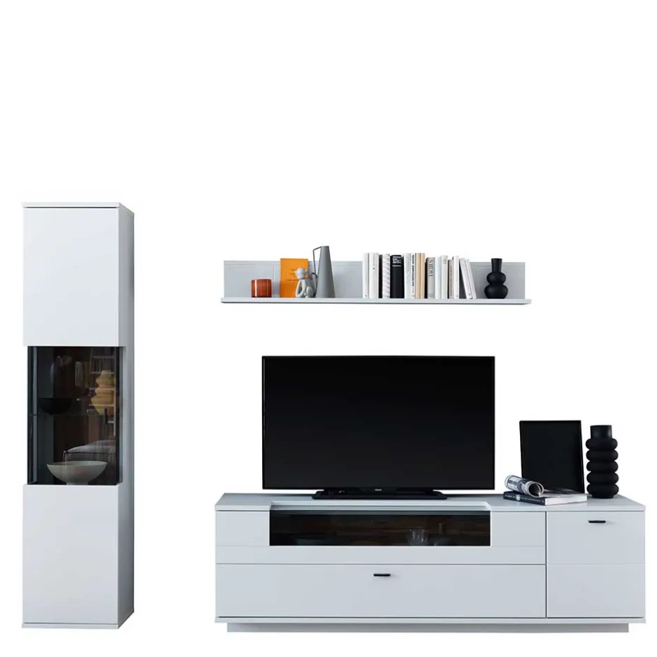 Wohnen TV Lowboard & Vitrine & Wandboard Set - Apulco (dreiteilig)