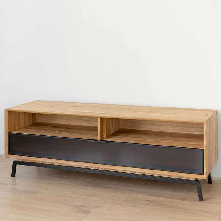 Wohnen TV Lowboard aus Eiche und Metall - Fabiella