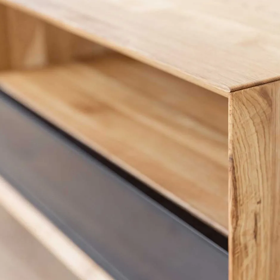 Wohnen TV Lowboard aus Eiche und Metall - Fabiella