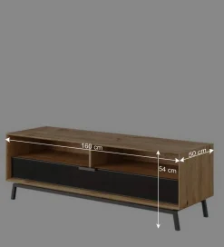 Wohnen TV Lowboard aus Eiche und Metall - Fabiella