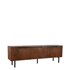 Wohnen TV Lowboard aus Mangoholz in Dunkelbraun - Enija