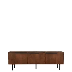 Wohnen TV Lowboard aus Mangoholz in Dunkelbraun - Enija