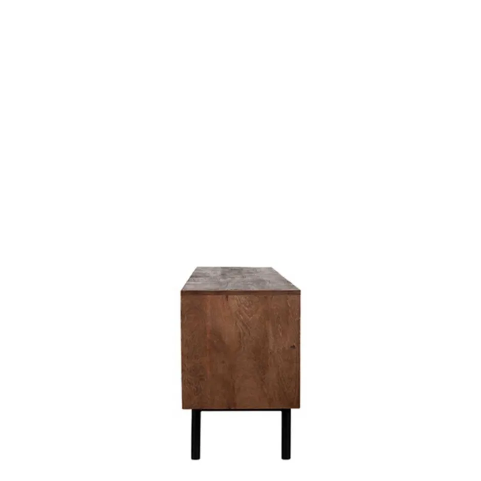 Wohnen TV Lowboard aus Mangoholz in Dunkelbraun - Enija