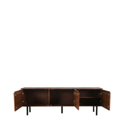 Wohnen TV Lowboard aus Mangoholz in Dunkelbraun - Enija