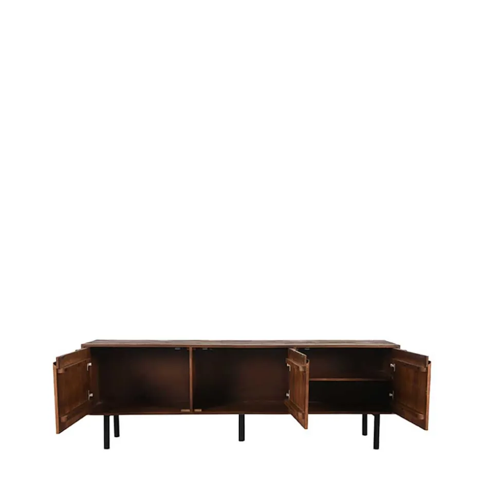 Wohnen TV Lowboard aus Mangoholz in Dunkelbraun - Enija