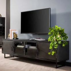 TV Lowboard aus Metall & Glas - Brayden^Wohnen Sale