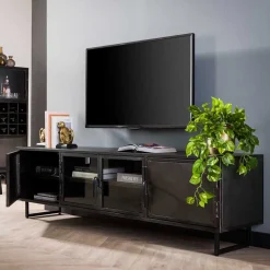 TV Lowboard aus Metall & Glas - Brayden^Wohnen Sale