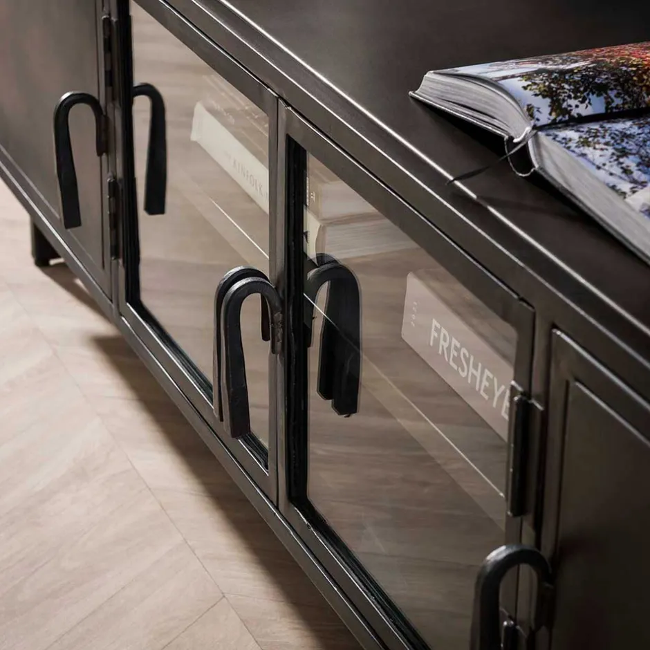 TV Lowboard aus Metall & Glas - Brayden^Wohnen Sale