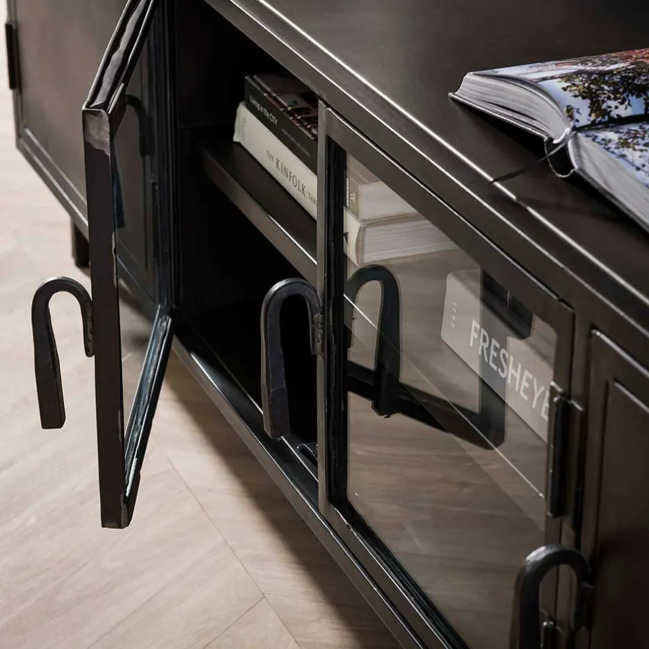 TV Lowboard aus Metall & Glas - Brayden^Wohnen Sale
