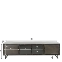 TV Lowboard aus Metall & Glas - Brayden^Wohnen Sale