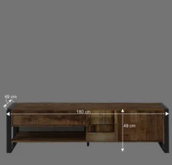 Wohnen TV Lowboard aus Recyclingholz & Metall - Acira