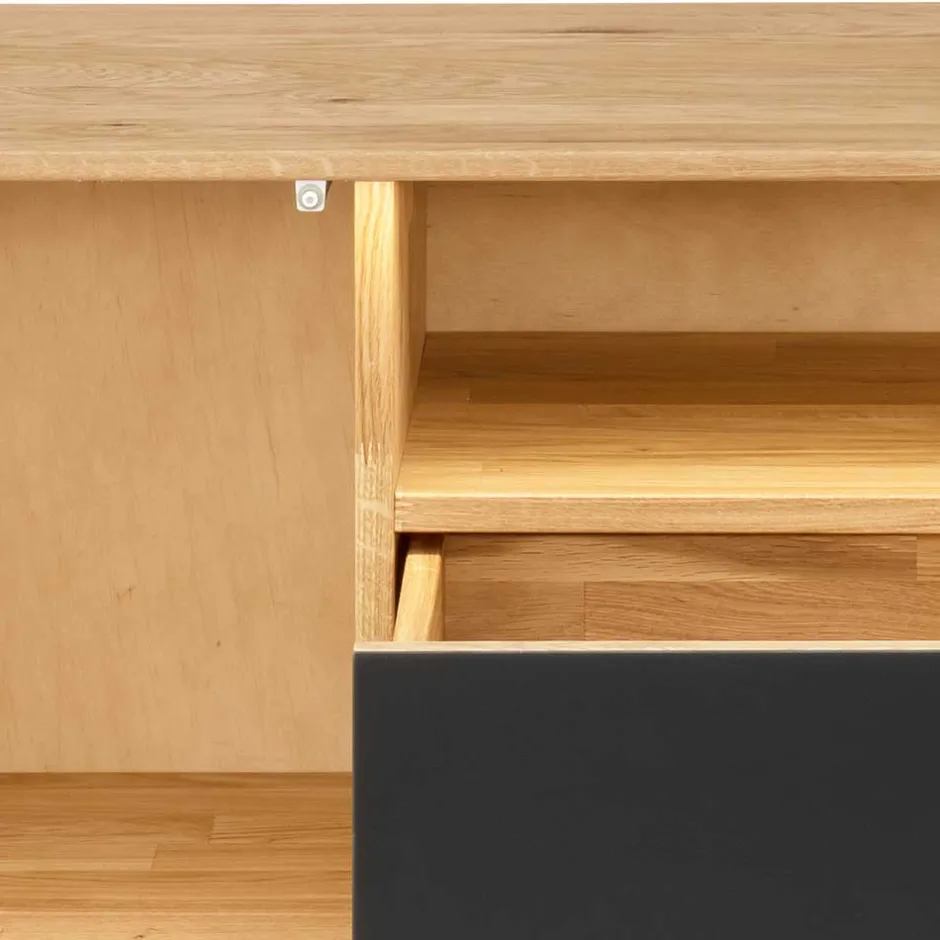 Wohnen TV Lowboard aus Wildeiche massiv mit LED - Viligrana