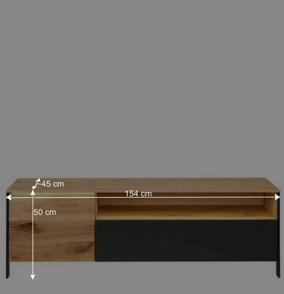 Wohnen TV Lowboard aus Wildeiche massiv mit LED - Viligrana