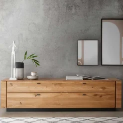 Wohnen TV Lowboard aus Wildeiche mit Metallgriffen - Dump