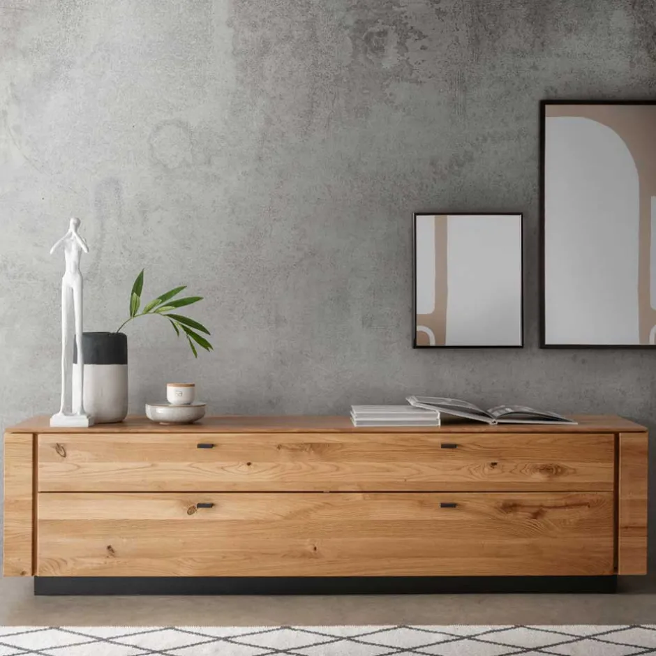Wohnen TV Lowboard aus Wildeiche mit Metallgriffen - Dump