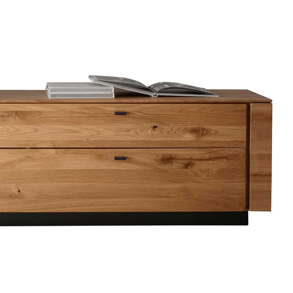 Wohnen TV Lowboard aus Wildeiche mit Metallgriffen - Dump