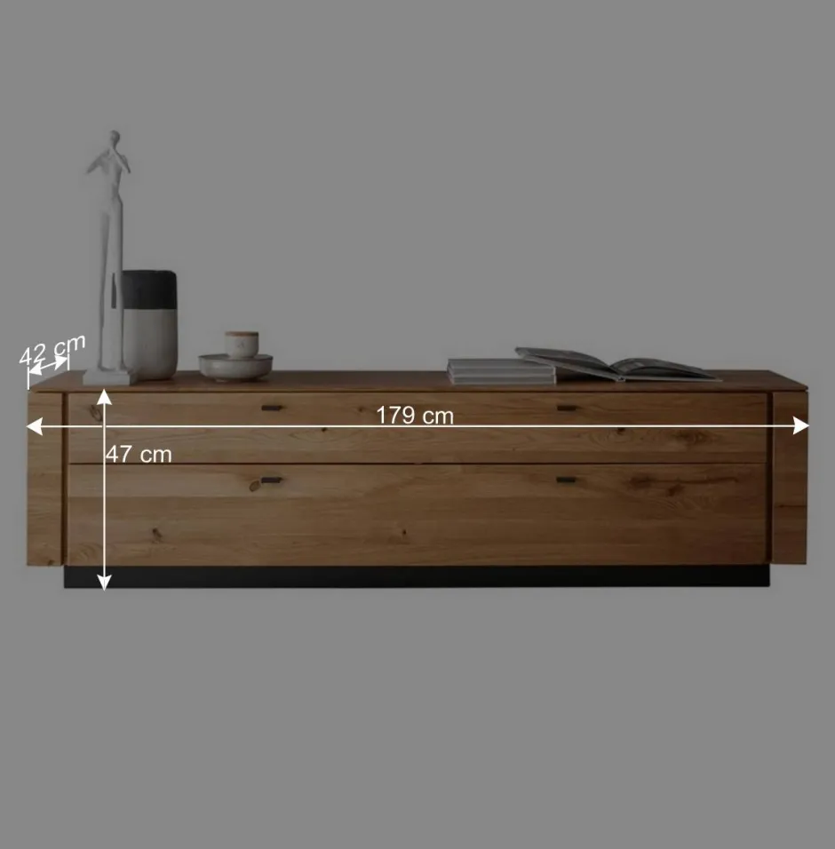 Wohnen TV Lowboard aus Wildeiche mit Metallgriffen - Dump