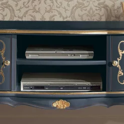 Wohnen TV Lowboard im Barockstil in Dunkelblau - Otaligo
